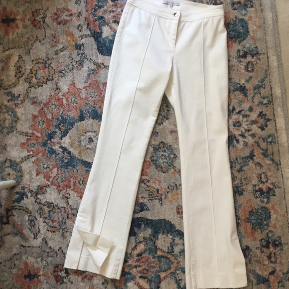 Donna Degnan Front Center Seam Wide Leg Side Slit Hem off White Pants, size 4 - Picture 8 of 12